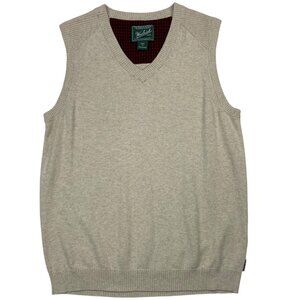 Woolrich Mens Sweater Vest M Cream Wool Blend V-Neck